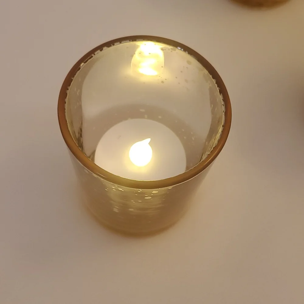 NWOT 10 Gold Candle Holders w/ Candles